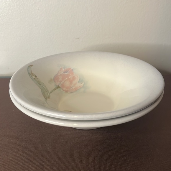 Vintage Portmeirion Seasons Susan Williams Soft Blue w/ Pink Tulip Pastel Bowls - Picture 7 of 7